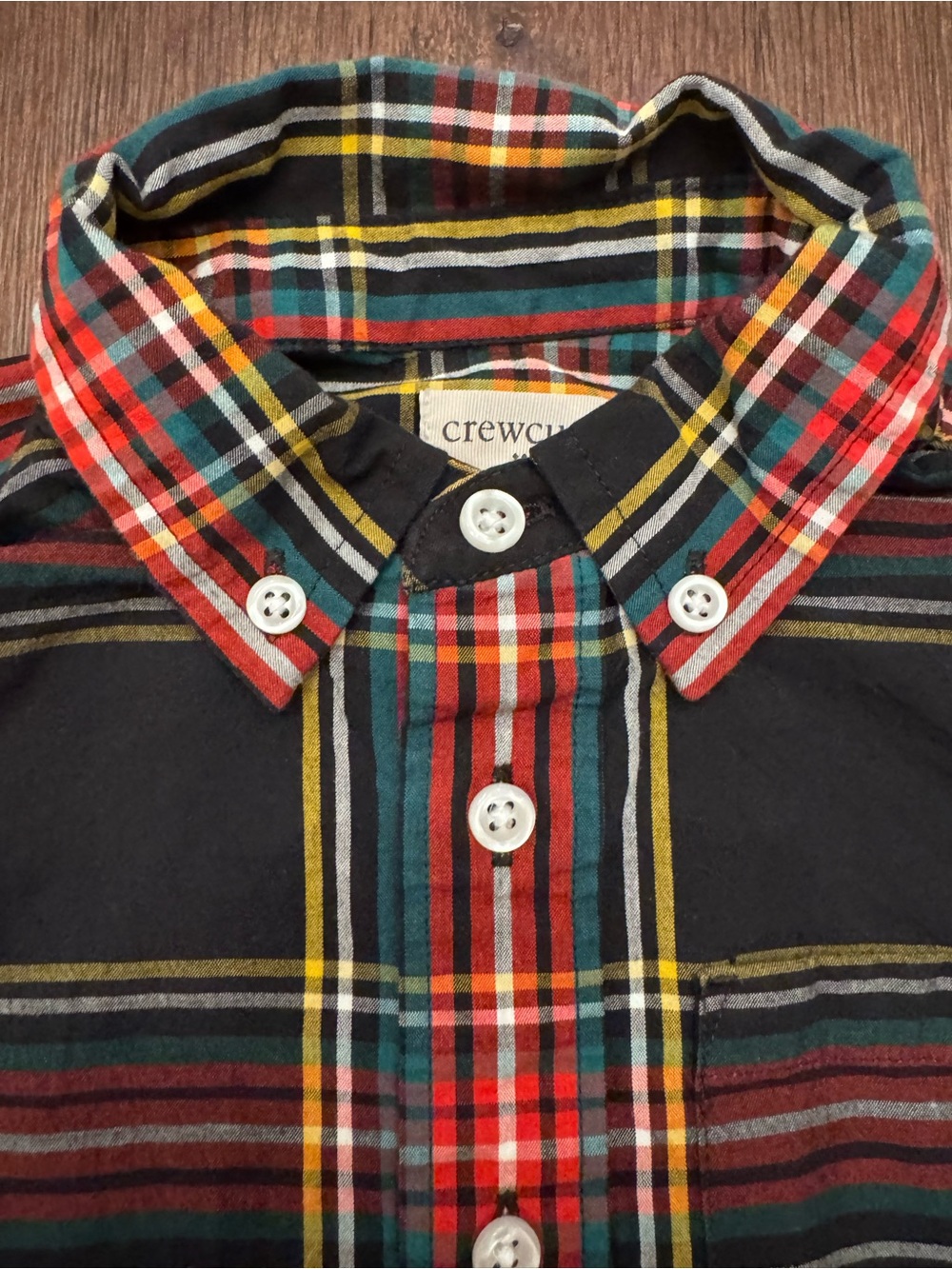 Crewcuts Boys Black, Red & Yellow Plaid Long Sleeve Button-Down Shirt - Size 3